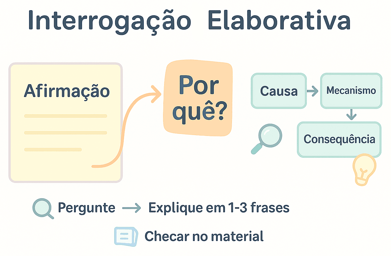 Cartão 'Afirmação' conectado a Causa, Mecanismo e Consequência