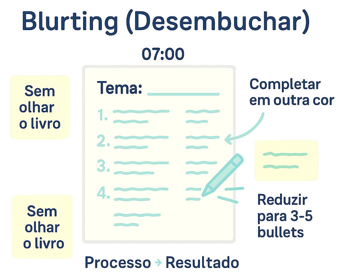 Folha com muitos bullets e um timer marcando 7 minutos