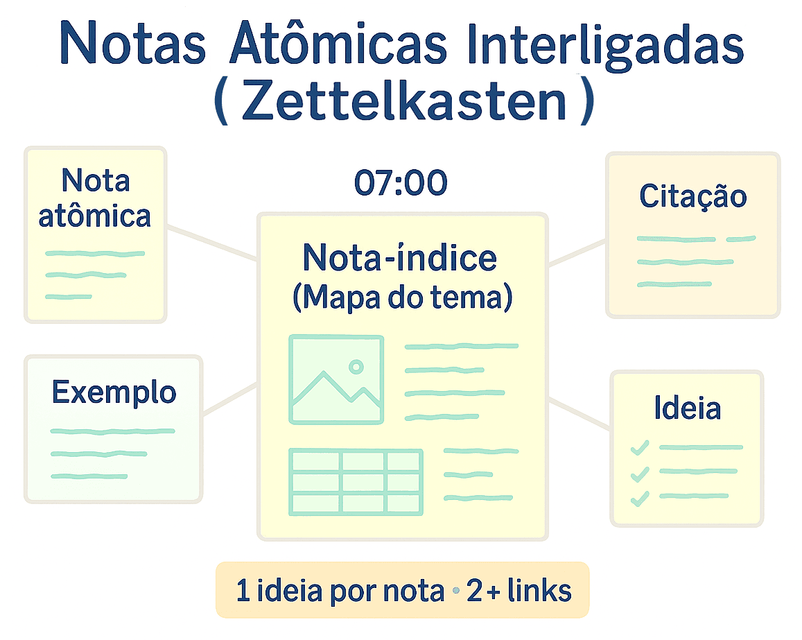 Rede de cartões conectados com uma nota-índice central